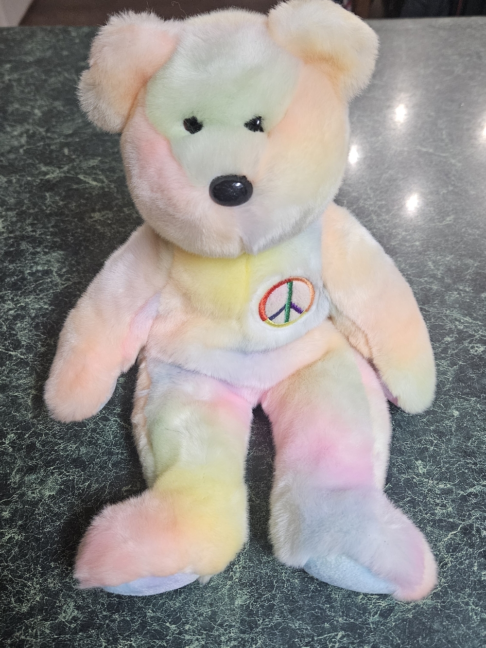 Ty Beanie Buddy Large Plush PEACE the Ty-Dyed Bear (Pastel) 14" MWMT Stuffed Toy